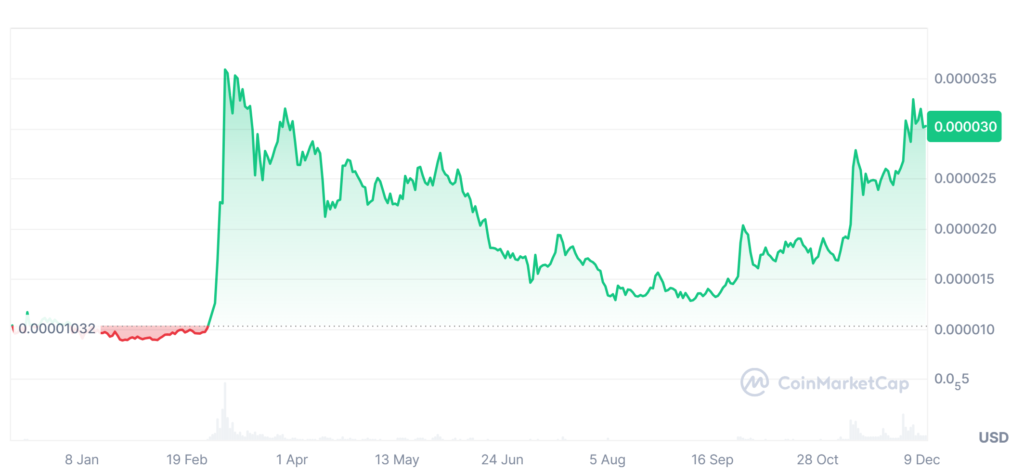 SHIB Last 365 Days Price History With Rounding Bottom Patterm